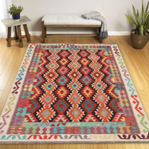 6 x 8 ft Handwoven Wool Kilim Afghan Rug, Home Decor Rug,Vegetable Dye Kilims, SKU:12466-247x177 cm
