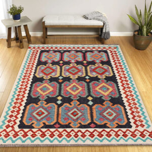 6 x 8 ft Handwoven Wool Kilim Afghan Rug, Home Decor Rug,Vegetable Dye Kilims, SKU:12467-245x176 cm