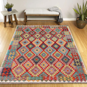 6 x 8 ft Handwoven Wool Kilim Afghan Rug, Home Decor Rug,Vegetable Dye Kilims, SKU:12815-242x172 cm