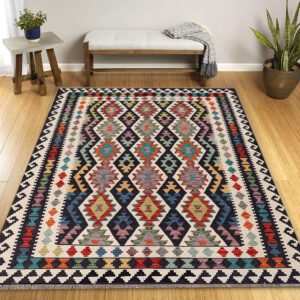 6 x 8ft Handwoven Wool Kilim Afghan Rug, Vegetable Dye Kilims, SKU:12828-234x175cm