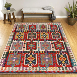 5.5 x 8ft Handwoven Wool Kilim Afghan Rug, Vegetable Dye Kilims, SKU:12878-236x164cm (Copy)