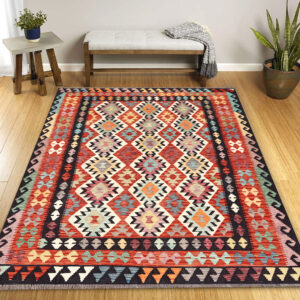 6 x 8ft Handwoven Wool Kilim Afghan Rug, Vegetable Dye Kilims, SKU:13075-242x172cm