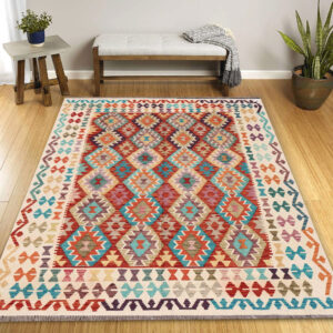 6 x 8ft Handwoven Wool Kilim Afghan Rug, Vegetable Dye Kilims, SKU:13096-244x177cm