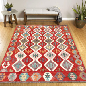 6 x 8ft Handwoven Wool Kilim Afghan Rug, Vegetable Dye Kilims, SKU:13108-240x168cm