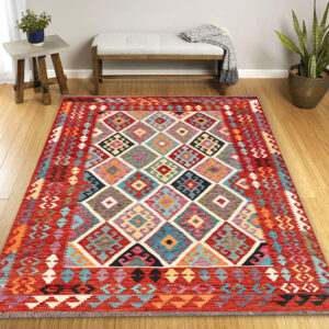 6 x 8ft Handwoven Wool Kilim Afghan Rug, Vegetable Dye Kilims, SKU:13122-242x170cm