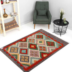 2.5x4ft Handwoven Wool Kilim Afghan Rug, Home Decor Rug,SKU: 1057-120x82cm