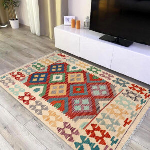 3x5ft Handwoven Wool Kilim Afghan Rug, Vegetable Kilim Rug, 1144-157x97cm