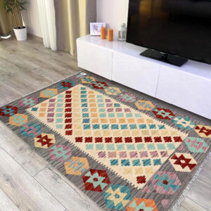 3x5ft Handwoven Wool Kilim Afghan Rug, Vegetable Kilim Rug, 1146-147x101cm