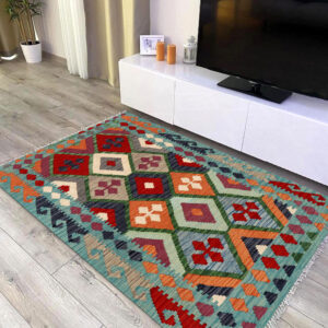 3x5ft Handwoven Wool Kilim Afghan Rug, Vegetable Kilim Rug, 1165-140X101cm