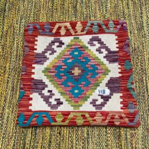 18x18 inches Handwoven Afghan Wool Kilim Cushion, Vegetable Dye Kilim Cushions (118-1.5x1.5ft)