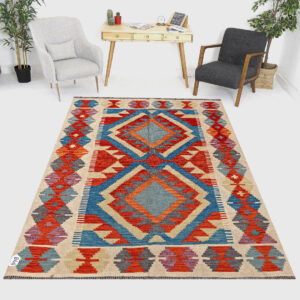 5 x 6.7ft Handwoven Wool Kilim Afghan Rug, Home Decor Rug, Vegetable Dye Kilims, SKU: 1198-200x149cm
