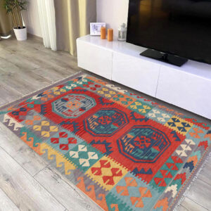 3x5ft Handwoven Wool Kilim Afghan Rug, Vegetable Kilim Rug, SKU:11995-156x102cm