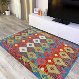 3x5ft Handwoven Wool Kilim Afghan Rug, Vegetable Kilim Rug, SKU:12014-143x102cm