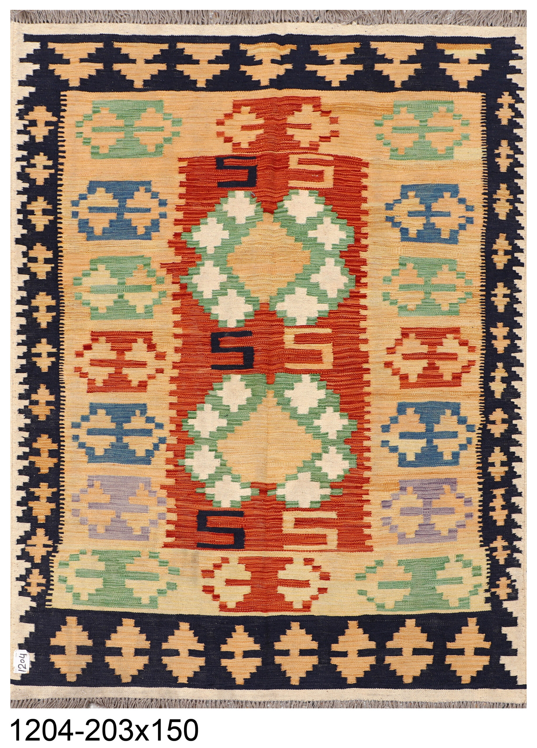 5 x 6.8ft Handwoven Wool Kilim Afghan Rug, Home Decor Rug, Vegetable Dye Kilims, SKU: 1204-203x150cm - Image 2