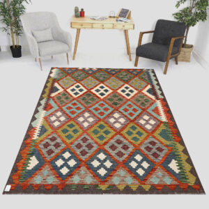 5 x 6.6 ft Handwoven Wool Kilim Afghan Rug, Home Decor Rug, Vegetable Dye Kilims, SKU:12112-193x148cm