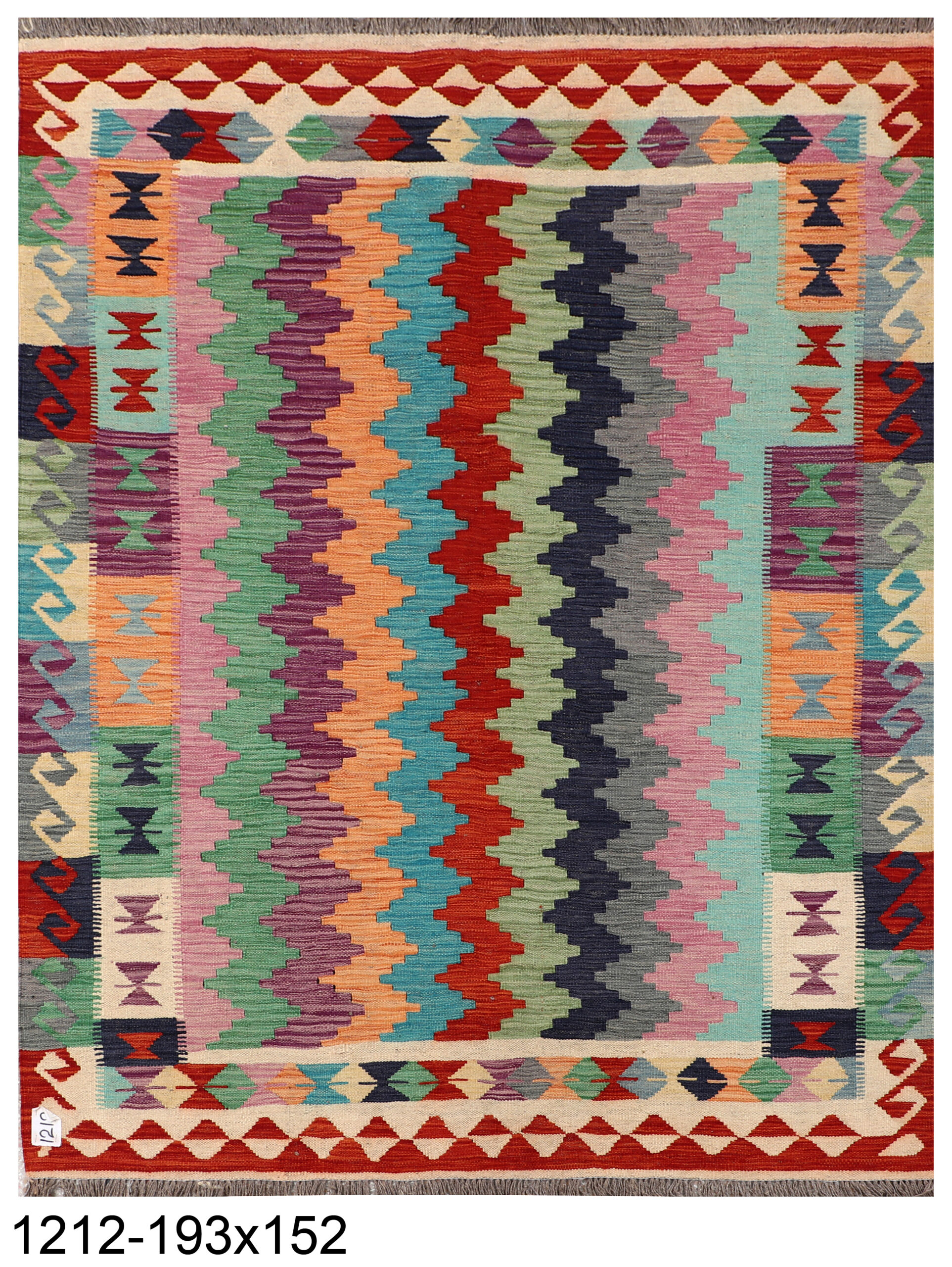 5 x 6.5ft Handwoven Wool Kilim Afghan Rug, Home Decor Rug, Vegetable Dye Kilims, SKU: 1212-193x152cm - Image 2