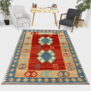 5 x 6.8ft Handwoven Wool Kilim Afghan Rug, Home Decor Rug, Vegetable Dye Kilims, SKU: 1244-205x147