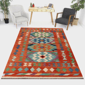 5 x 6.7ft Handwoven Wool Kilim Afghan Rug, Home Decor Rug, Vegetable Dye Kilims, SKU: 1247-197x149