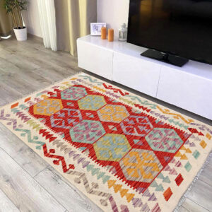 3x5ft Handwoven Wool Kilim Afghan Rug, Vegetable Kilim Rug, SKU:12542-150x99cm