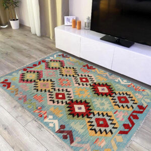 3x5ft Handwoven Wool Kilim Afghan Rug, Vegetable Kilim Rug, SKU:12549-151x102cm