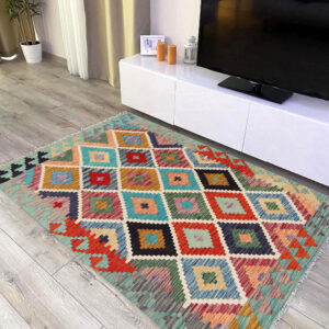 3x5ft Handwoven Wool Kilim Afghan Rug, Vegetable Kilim Rug, SKU:12569-143x100cm
