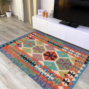3x5ft Handwoven Wool Kilim Afghan Rug, Vegetable Kilim Rug, SKU:12572-142x100cm