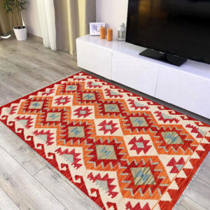 3x5ft Handwoven Wool Kilim Afghan Rug, Vegetable Kilim Rug, SKU:12573-146x101cm
