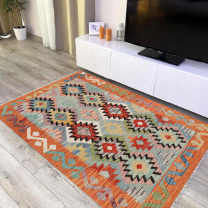 3x5ft Handwoven Wool Kilim Afghan Rug, Vegetable Kilim Rug, SKU:12574-148x104cm