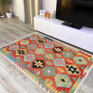 3x5ft Handwoven Wool Kilim Afghan Rug, Vegetable Kilim Rug, SKU:12577-147x101cm