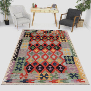 5 x 6.6 ft Handwoven Wool Kilim Afghan Rug, Home Decor Rug, Vegetable Dye Kilims, SKU:12631-197x153cm