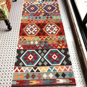 2.5x7ft Handwoven Wool Kilim Afghan Runner, Vegetable Dye Kilim Rug, SKU: 13262-197x76cm