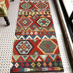 2.5x7ft Handwoven Wool Kilim Afghan Runner, Vegetable Dye Kilim Rug, SKU: 13290-204x80