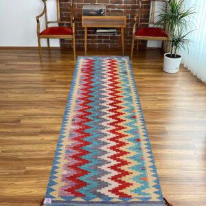 2.7x10ft Handwoven Wool Kilim Afghan Runner, Vegetable Dye Kilim Rug, SKU: 1351-285x79cm