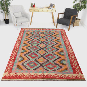 5 x 6.7ft Handwoven Wool Kilim Afghan Rug, Home Decor Rug, Vegetable Dye Kilims, SKU: 1477-197x150