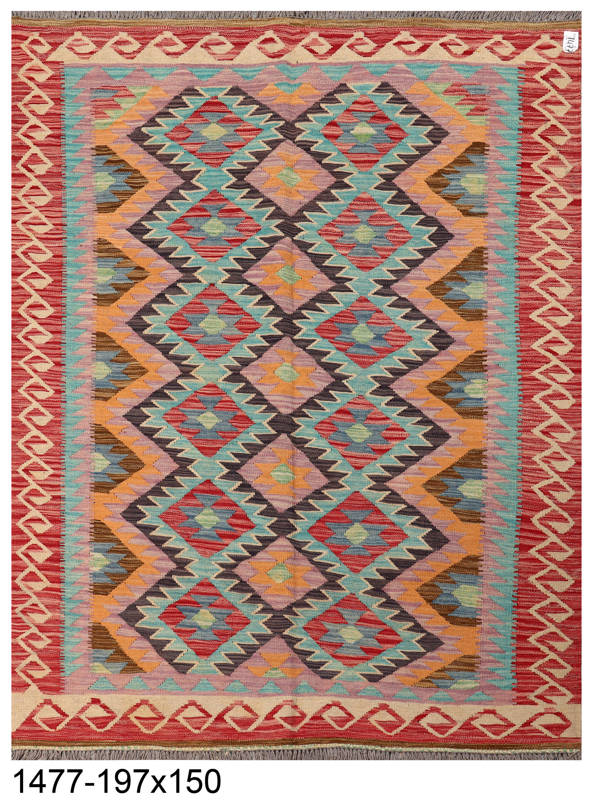5 x 6.7ft Handwoven Wool Kilim Afghan Rug, Home Decor Rug, Vegetable Dye Kilims, SKU: 1477-197x150 - Image 2