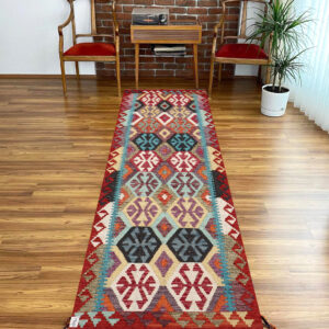 2.7x10ft Handwoven Wool Kilim Afghan Runner, Vegetable Dye Kilim Rug, SKU: 15961-293x87cm