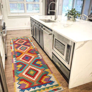 2.7x8ft Handwoven Wool Kilim Afghan Runner, Vegetable Dye Kilim Rug, SKU: 1698-244x75cm