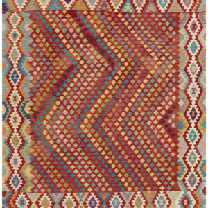 8 x 10 ft Handwoven Wool Kilim Afghan Rug, Vegetable Kilim Rug, SKU: 18366-291x257cm