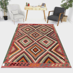 5.2 x 6.8ft Handwoven Wool Kilim Afghan Rug, Home Decor Rug, Vegetable Dye Kilims, SKU: 2394-202x155