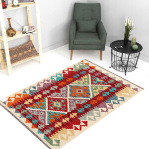 2.5x4ft Handwoven Wool Kilim Afghan Rug, Home Decor Rug,SKU: 2551-125x79cm
