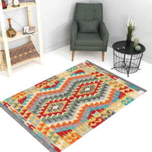 2.5x4ft Handwoven Wool Kilim Afghan Rug, Home Decor Rug,SKU: 2602-124x86cm