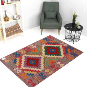 2.5x4ft Handwoven Wool Kilim Afghan Rug, Home Decor Rug,SKU: 2626-125x79cm