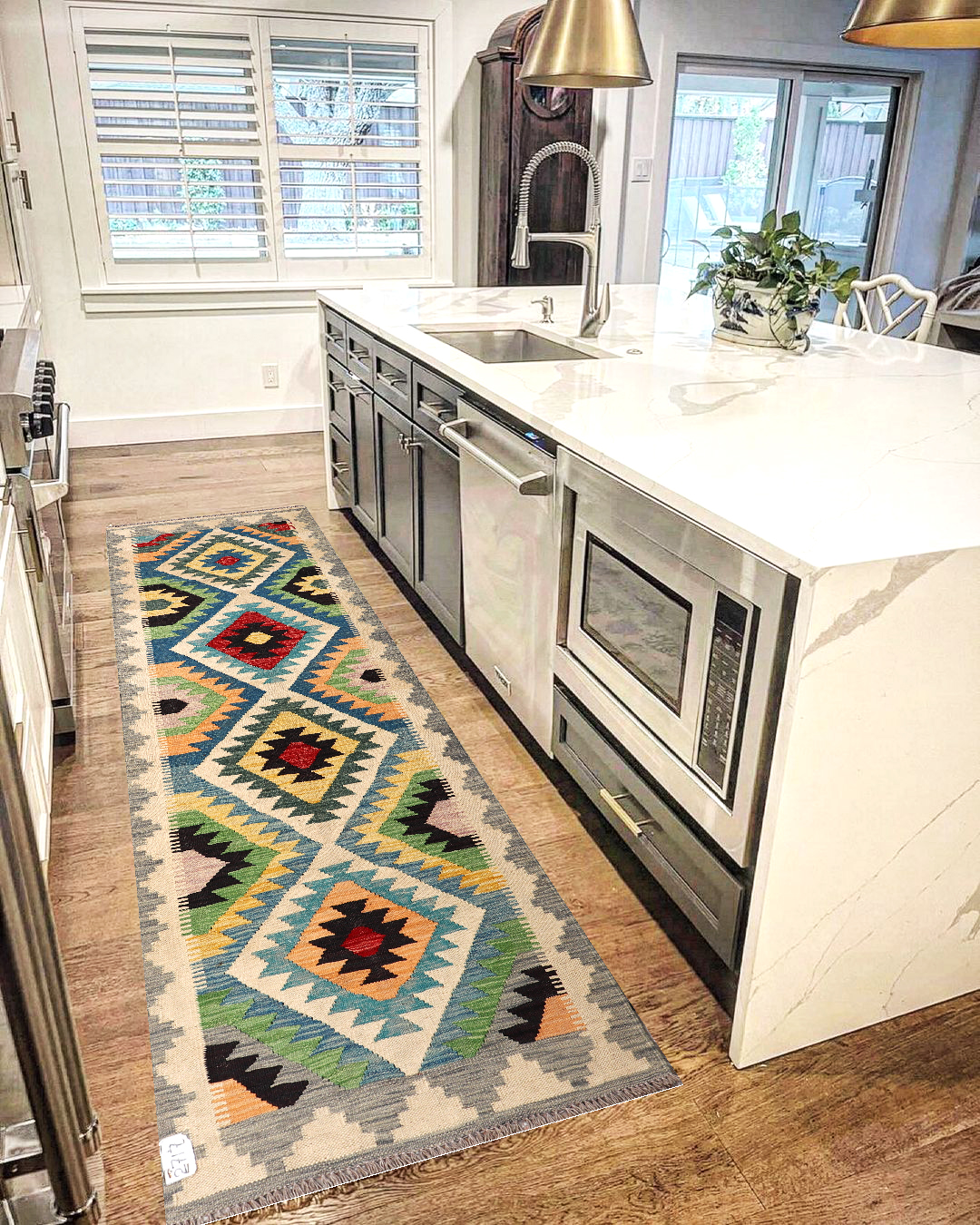 2.7x8ft Handwoven Wool Kilim Afghan Runner, Vegetable Dye Kilim Rug, SKU: 2717-244x79