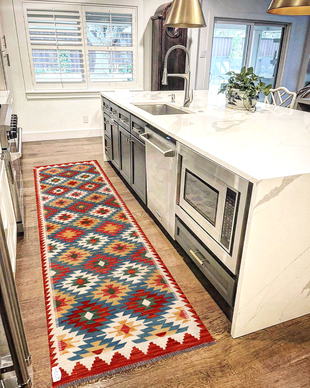 2.9x8ft Handwoven Wool Kilim Afghan Runner, Vegetable Dye Kilim Rug, SKU: 2770-246x88