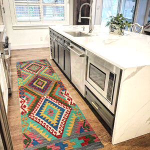 2.7x8ft Handwoven Wool Kilim Afghan Runner, Vegetable Dye Kilim Rug, SKU: 2772-240x81cm