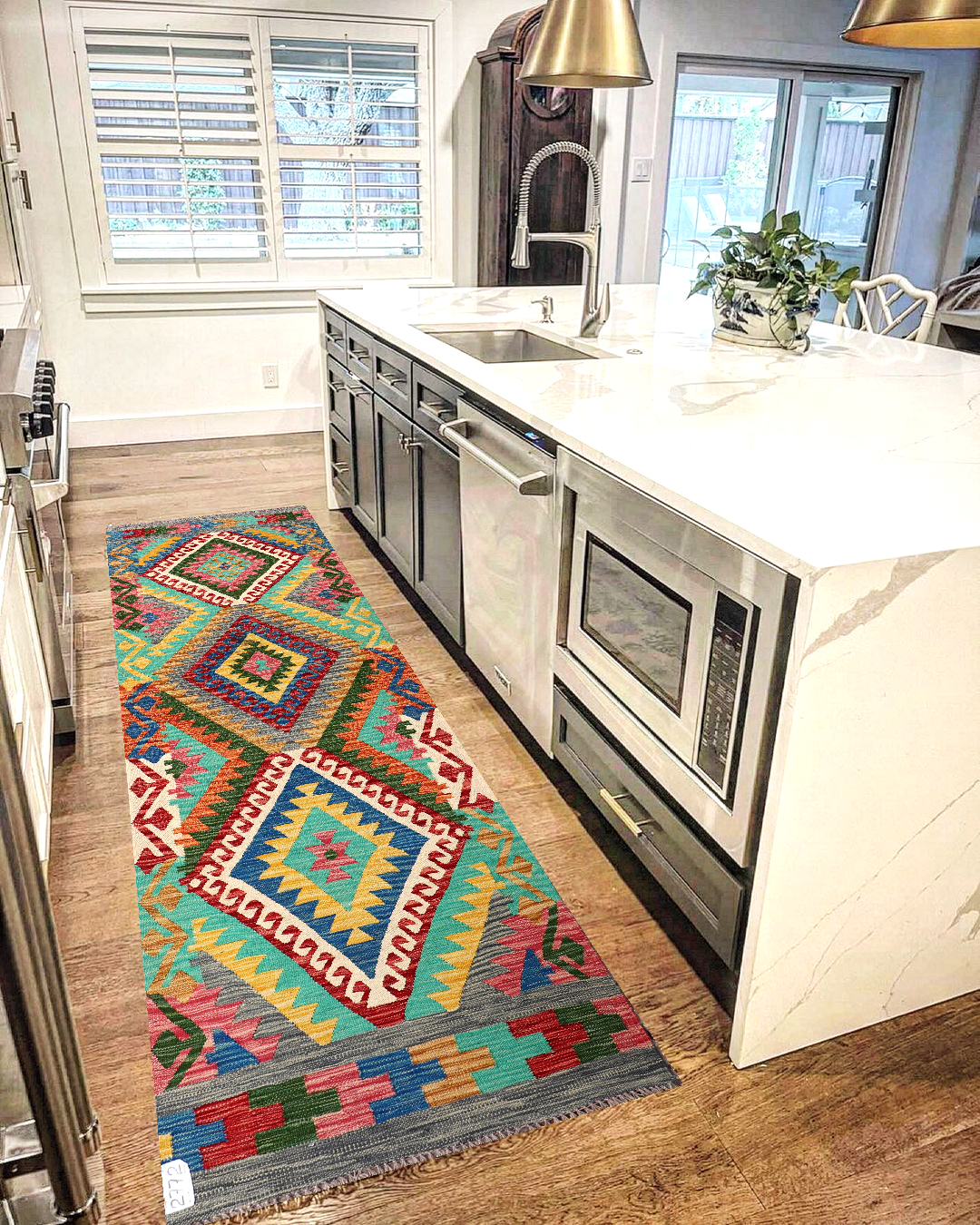 2.7x8ft Handwoven Wool Kilim Afghan Runner, Vegetable Dye Kilim Rug, SKU: 2772-240x81cm