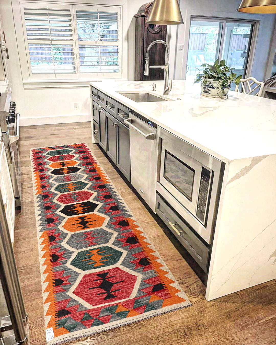 2.7x8ft Handwoven Wool Kilim Afghan Runner, Vegetable Dye Kilim Rug, SKU: 2776-254x81