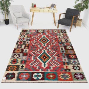 5 x 6.7ft Handwoven Wool Kilim Afghan Rug, Home Decor Rug, Vegetable Dye Kilims, SKU: 2831-199x146
