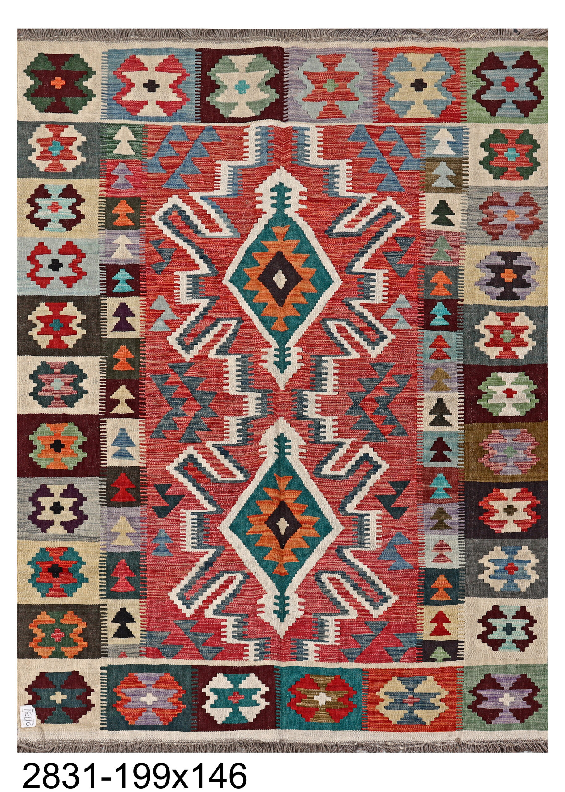 5 x 6.7ft Handwoven Wool Kilim Afghan Rug, Home Decor Rug, Vegetable Dye Kilims, SKU: 2831-199x146 - Image 2