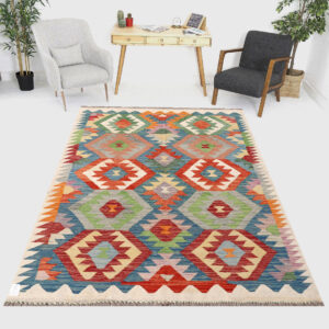 5 x 6.5ft Handwoven Wool Kilim Afghan Rug, Home Decor Rug, Vegetable Dye Kilims, SKU: 2838-195x147cm
